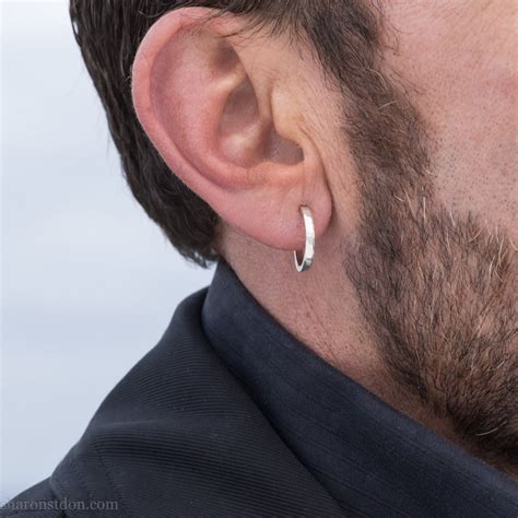 Mm X Mm Small Sterling Silver Hoop Earrings For Men Eco Etsy