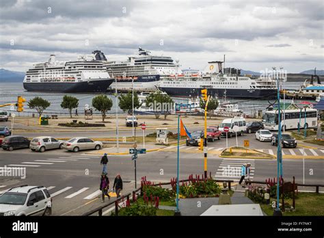 Cruise Ships At The Port Of Ushuaia Argentina South America Stock