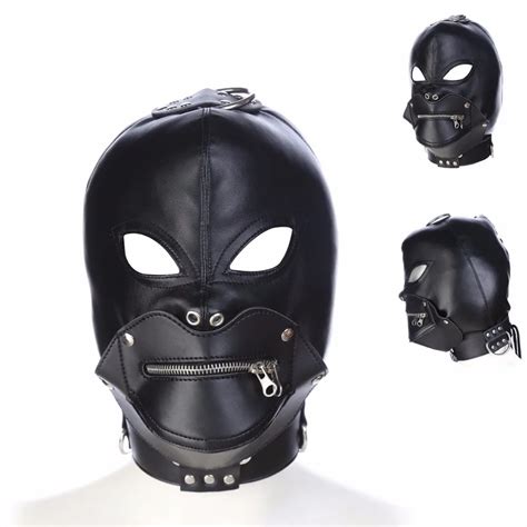 Sex Mask Adult Games Erotic Fetish Pu Leather Restraints Bdsm Bondage Headgear Hood Mask Slave