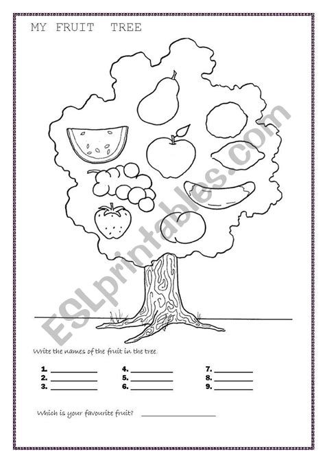 My Fruit Tree Esl Worksheet By Valleygirl