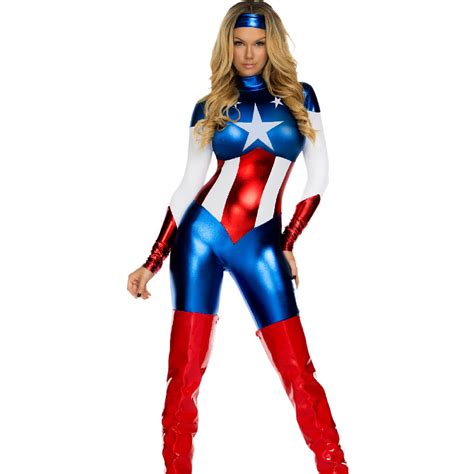 Sexy Captain America Costume Women Adult Superhero Cosplay Halloween