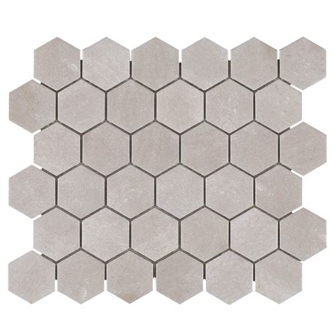 Gray Concrete Matte Hexagon Porcelain Mosaic Porcelain Mosaic Rustic