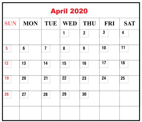 Blank Printable Calendar April 2020 Printable Calendar Calendar Time