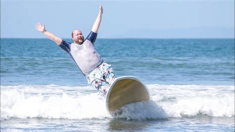 Fat Man Learning To Surf Happiness Is Surfing In Costa Rica Youtube