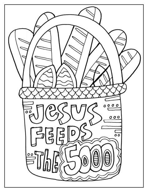 Jesus Feeds 5 Thousand Coloring Pages