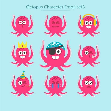 Kraken Charakter Emoji Premium Vektor