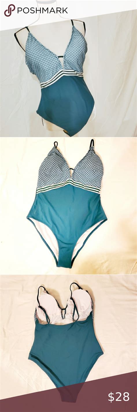 Nwt Cupshe Plus Size Swimsuit Teal And White Plus Size Swimsuits