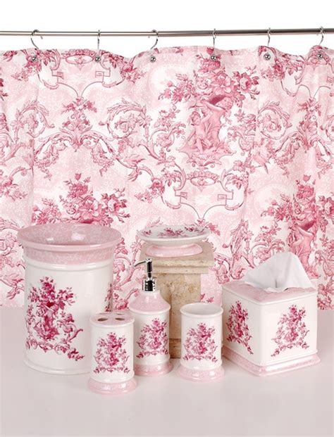 New Haven Pink Bathroom Accessories Set W Shower Curtain 426814