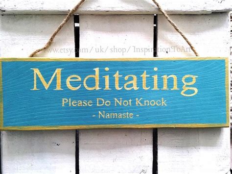 Meditation Sign Meditating Sign Wooden Door Sign Etsy