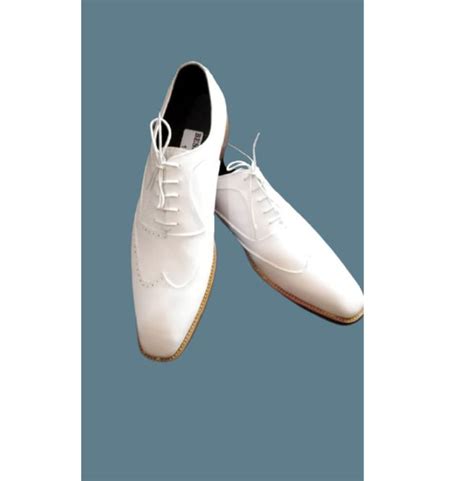 Bespoke Mens Wingtip White Leather Shoes Men White Party Shoes