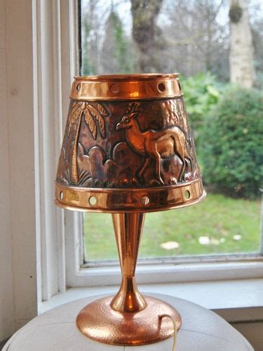 Very Unusual Retro Vintage Kitsch All Copper Table Lamp African Scenes