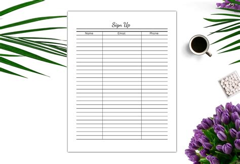 Sign Up Sheet Printable Editable Event Sheet Email List Etsy