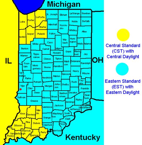 Eastern Time Zone Map Indiana