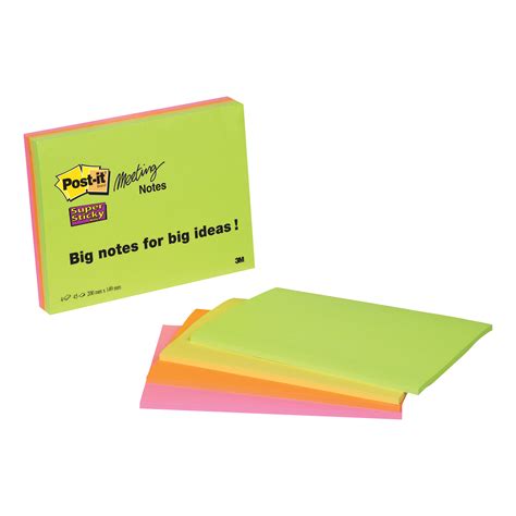 Post It Super Sticky Meeting Notes Pads Of Sheets X Mm Bright