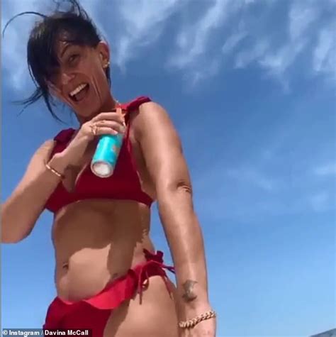 Davina Mccall Flaunts Her Gym Honed Figure In A Frilly Red Bikini