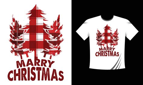 Merry Christmas T Shirt Design Template With Christmas Tree And