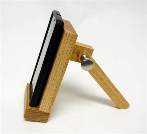 Cell Phone Smartphone Stand Adjustable Hand Made Of Solid Oak