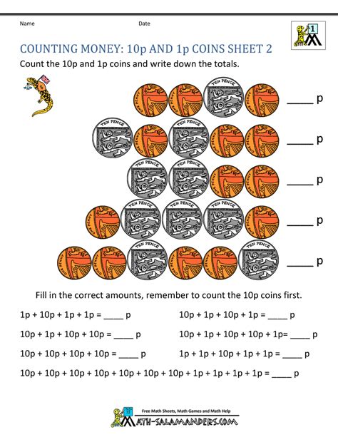 Free Counting Money Worksheets Uk Coins 5cb