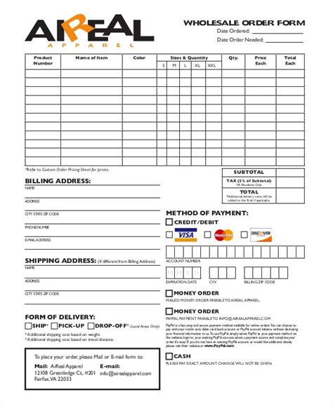 13 Apparel Order Forms Sample Example Order Form Template Free