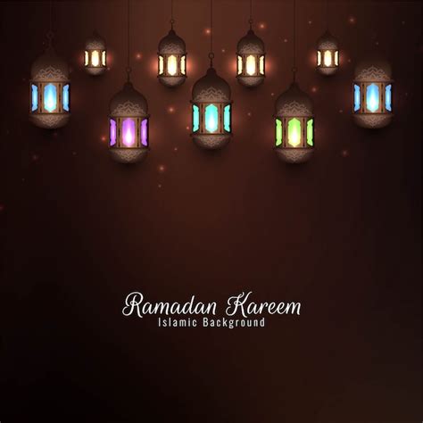 Ramadán Kareem Islámico Con Coloridas Linternas Vector Gratis