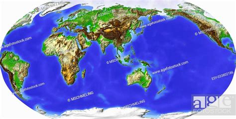 Globe In Robinson Projection Centered On Asia Shaded Relief Colored