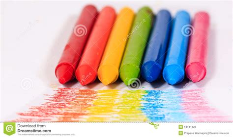 Rainbow Colorful Crayon Color For Children Stock Photos