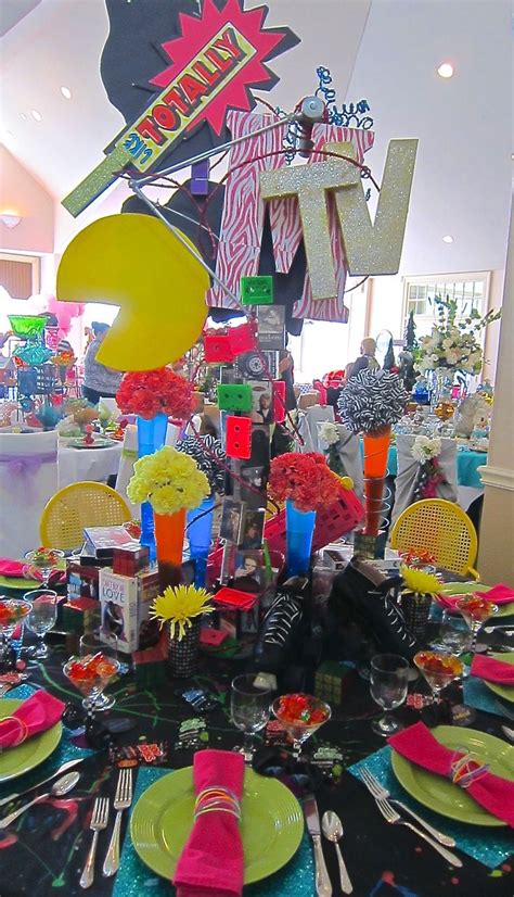 80s Inspired Centerpiece A Floral Touch 80s Birthday Parties 80s