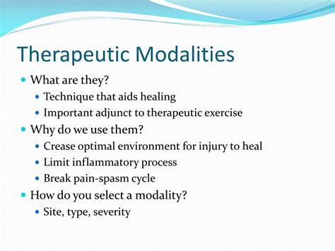 Ppt Therapeutic Modalities Powerpoint Presentation Free Download