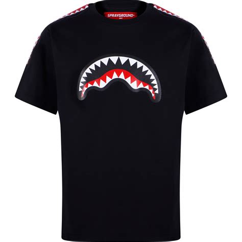 Sprayground Shark Logo T Shirt In Black — Bambinifashioncom
