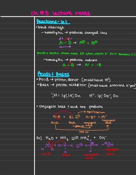 Organic Chemistry Chapter Ch Lecture Notes Reactions Bond
