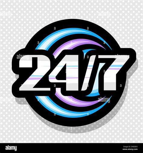 Logo Vector 247 Signalisation Noire Isolée Avec Illustration Cercles