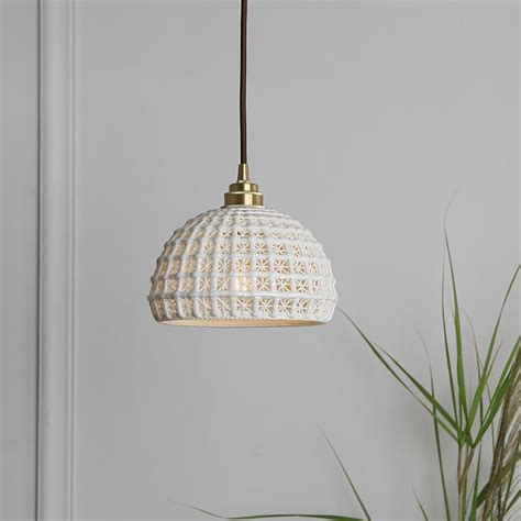 Pendant Light Ceramic Shade Brass Ceiling Light Fixture Etsy