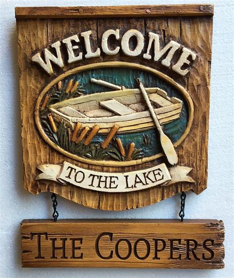 Welcome To The Lake Personalized Sign Etsy Hand Carved Signs