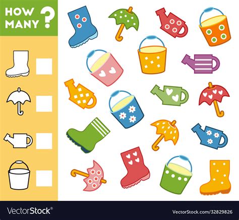 Counting Game For Children Count How Many Items Vector Image