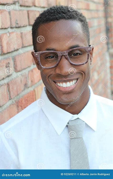 African American Man Wearing Glasses Portrait Stock Image Image Of