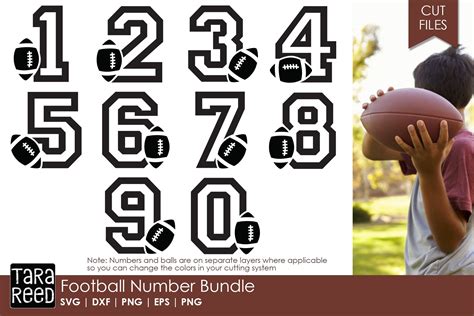 Football Numbers Clip Art Cutting Files Svg Eps Dxf Png  Digital