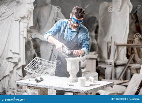 Sculptor Working With Sculptures In The Studio Stock Photo Image Of