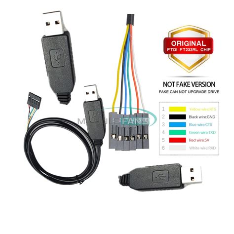 original 6pin 1m ftdi ft232rl usb to ttl rs232 serial adapter cable for arduino ebay