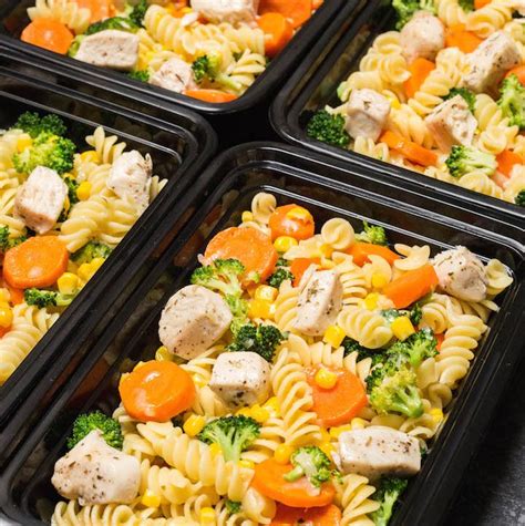 Planning, preparing, and portioning your meals ahead of time is one of the most effective tools for keeping your food budget in check. Garlic Chicken & Veggies Pasta Meal Prep Recipe