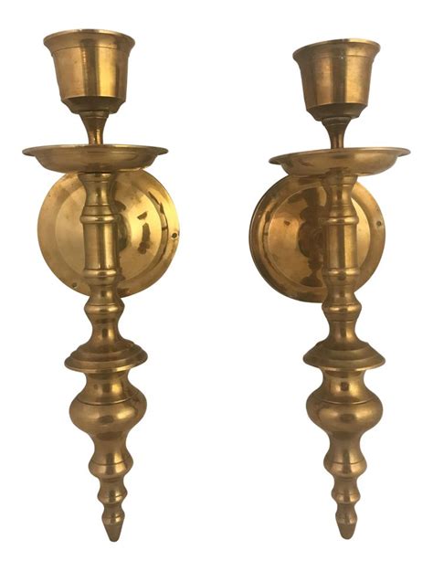 Go bold with something big and metallic and intricate like the sconces above. Vintage Brass Wall Mounted Sconce Candle Holders - A Pair ...