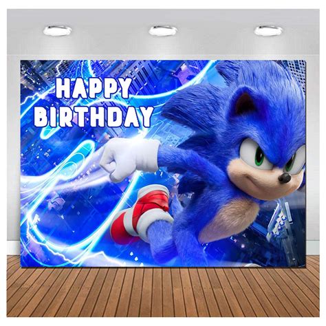 Buy Blue Sonic Hedgehog Happy Birthday Themed Photography Backdrop