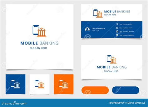 Mobile Banking Logo Design With Editable Slogan Branding Book And