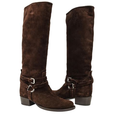 ralph lauren boot brown suede knee high ankle strap w buckle stirrup 8 new suede boots knee