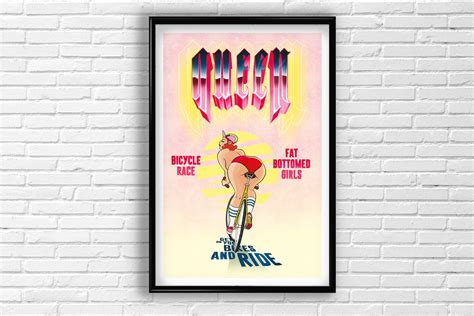 queen bicycle race fat bottomed girls poster art print etsy