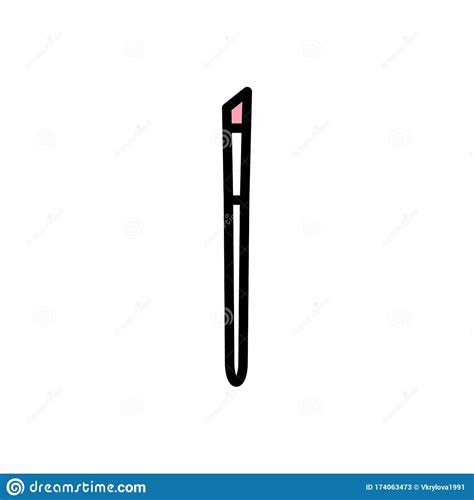 Vector Beveled Makeup Brush Icon With Black Stroke Pink Fill Stock