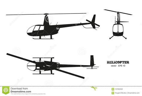 Black Silhouette Of Helicopter On White Background Top