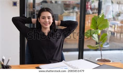 Young Woman Leaning Back Chair Work Stock Photo 2085851479 Shutterstock