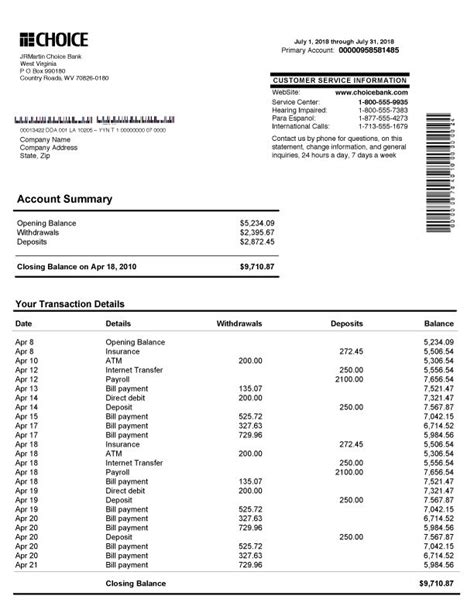 Create Fake Bank Statement Template Smithfunty