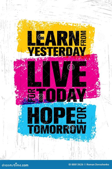 Learn From Yesterday Black And White Hand Lettering Inscription Cartoon