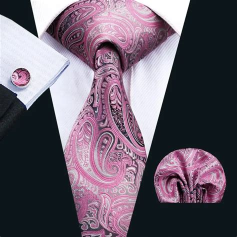 Fa Fashion Mens Ties Pink Paisley Silk Jacquard Woven Business Tie
